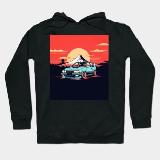 Drift Car and Mount Fuji Hoodie